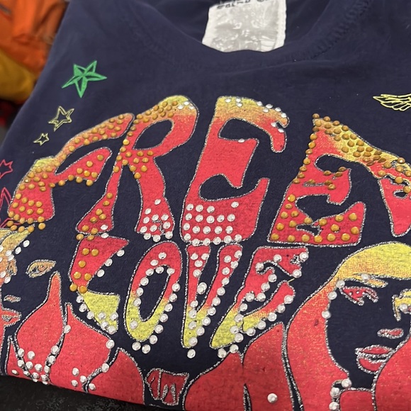 Vintage Y2K Beaded T Shirt-FreeLove in the Meadow by Sacred Cult - Picture 3 of 6